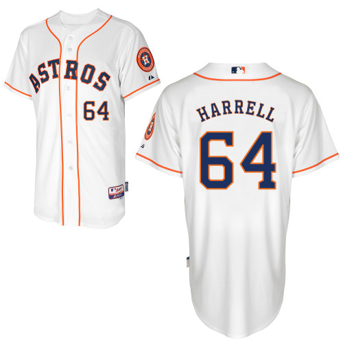 Lucas Harrell #64 MLB Jersey-Houston Astros Men's Authentic Home White Cool Base Baseball Jersey